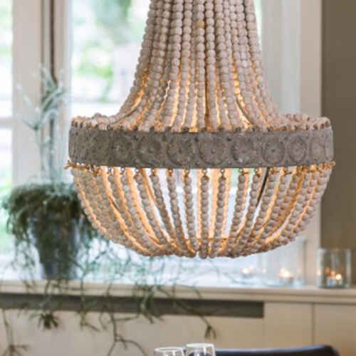 Hanglamp kralen 51x63 cm Luna oud wit