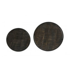 Bijzettafel set van 2 Zwart hout 40x45cm + 50x52cm