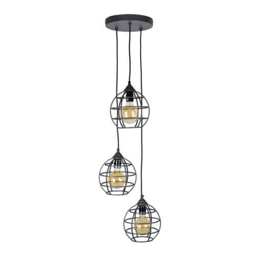 Hanglamp Globe 3-lichts 19 Vintage black