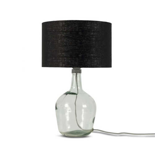 Tafellamp Murano glas + eco linnen kap - Zwart