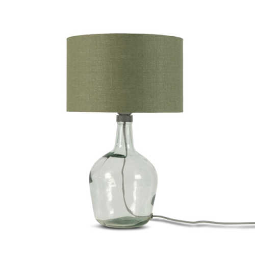 Tafellamp Murano glas + eco linnen kap - Green Forest