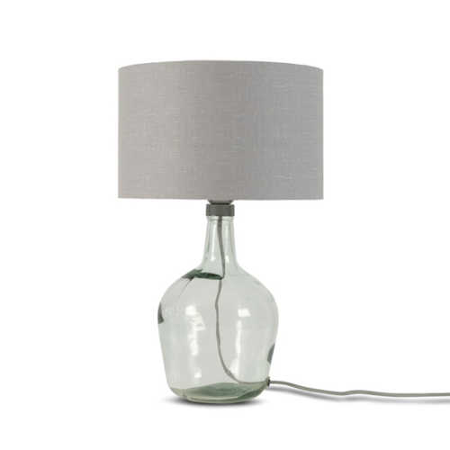 Tafellamp Murano glas + eco linnen kap - Lichtgrijs