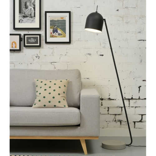 Vloerlamp Madrid ijzer/cement - Zwart