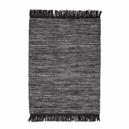 Bloomingville Vloerkleed wol met franjes 200x140cm - Grijs/Zwart