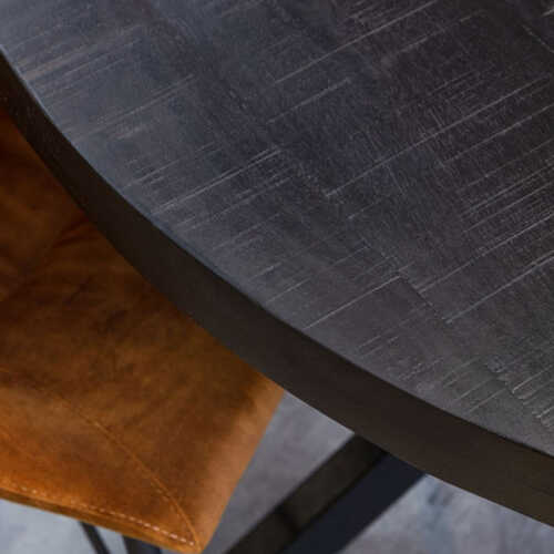 Eettafel rond Jennifer zwart met zwart onderstel - 130cm